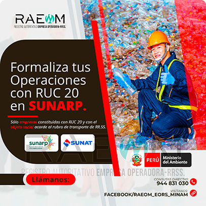 RAEOMINAM.COM RAEOMINAM RAEOM Registro Autoritativo de Empresas Operadoras MINAM, para transporte de Residuos Sólidos. Cuando tu empresa ya está oficialmente registrada en la SUNARP ya puedes proceder a inscribir tu negocio en el Registro Único de Contribuyentes (RUC 20) de la SUNAT, para identificarte como contribuyente Jurídico, para proteger el nombre de tu empresa y la legitimidad de tu negocio. El número que te proporcionen será único e identificará a tu empresa cuando tengas que hacer cualquier trámite.
                                        Facilita también tu participación empresarial en licitaciones y procesos de selección del Estado.