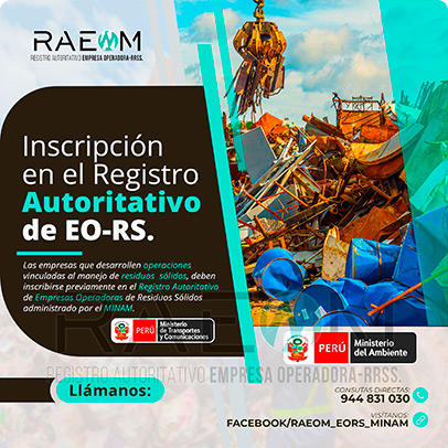 RAEOMINAM.COM RAEOMINAM RAEOM Registro Autoritativo de Empresas Operadoras MINAM, para transporte de Residuos Sólidos. En el marco de la Ley de Gestión Integral de Residuos Sólidos, solo aquellas empresas registradas estarán autorizadas a trabajar con residuos sólidos.
                                        Para la inscripción en el Registro Autoritativo, el solicitante debe presentar al MINAM el formulario o solicitud de Inscripción para EO-RS, el cual tiene carácter de declaración jurada; estando el procedimiento administrativo sujeto a fiscalización posterior. Dicho Formato debe estar suscrito por el/la representante legal y el/la responsable técnico.
                                        A través de la inscripción en el Registro Autoritativo de EO-RS, se autoriza el inicio de las operaciones que se detallan a continuación:
                                        a) Barrido y limpieza de espacios públicos;
                                        b) Recolección y transporte;
                                        c) Transferencia;
                                        d) Tratamiento;
                                        e) Acondicionamiento;
                                        f) Valorización; y,
                                        g) Disposición final.