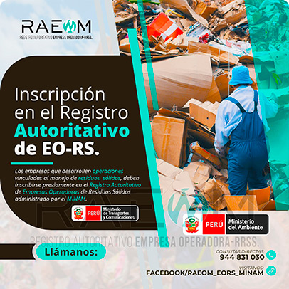 RAEOMINAM.COM RAEOMINAM RAEOM Registro Autoritativo de Empresas Operadoras MINAM, para transporte de Residuos Sólidos. En el marco de la Ley de Gestión Integral de Residuos Sólidos, solo aquellas empresas registradas estarán autorizadas a trabajar con residuos sólidos.
                                        Para la inscripción en el Registro Autoritativo, el solicitante debe presentar al MINAM el formulario o solicitud de Inscripción para EO-RS, el cual tiene carácter de declaración jurada; estando el procedimiento administrativo sujeto a fiscalización posterior. Dicho Formato debe estar suscrito por el/la representante legal y el/la responsable técnico.
                                        A través de la inscripción en el Registro Autoritativo de EO-RS, se autoriza el inicio de las operaciones que se detallan a continuación:
                                        a) Barrido y limpieza de espacios públicos;
                                        b) Recolección y transporte;
                                        c) Transferencia;
                                        d) Tratamiento;
                                        e) Acondicionamiento;
                                        f) Valorización; y,
                                        g) Disposición final.