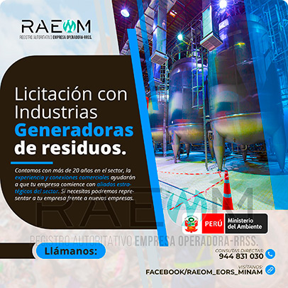 RAEOMINAM.COM RAEOMINAM RAEOM Registro Autoritativo de Empresas Operadoras MINAM, para transporte de Residuos Sólidos. Los generadores de residuos no municipales deben incluir en su Plan de Minimización y Manejo de Residuos Sólidos, estrategias preventivas orientadas a alcanzar la minimización en la fuente. Dicho Plan forma parte del IGA.
                                        Obligaciones del generador no municipal.
                                        Son obligaciones de los generadores de residuos sólidos no municipales: 
                                        a) Manejar los residuos sólidos que generen, teniendo en cuenta lo establecido en el artículo 55 del Decreto Legislativo nº 1278; 
                                        b) Conducir el registro interno sobre la generación y manejo de los residuos sólidos, en sus instalaciones, con la finalidad de disponer de la información necesaria sobre la generación, minimización y manejo de los residuos sólidos; 
                                        c) Contratar a una EO-RS para el manejo los residuos sólidos fuera de las instalaciones industriales o productivas, áreas de la concesión o lote del titular del proyecto;
                                        d) Brindar las facilidades necesarias a las autoridades competentes para el adecuado cumplimiento de sus funciones;
                                        e) Establecer estrategias y desarrollar acciones orientadas a la prevención y/o minimización y/o valorización de residuos sólidos, como primera opción de gestión;
                                        f) Adoptar medidas para la restauración y/o rehabilitación y/o reparación y/o compensación ambiental por el inadecuado manejo de residuos sólidos no municipales de su actividad;
                                        g) En caso se encuentren ubicados en zonas en las cuales no exista infraestructura de residuos sólidos autorizada y/o EO-RS, deben establecer e implementar alternativas de gestión que garanticen la adecuada valorización y/o disposición final de los residuos sólidos;
                                        h) En caso los generadores de residuos sólidos de gestión no municipal realicen el aprovechamiento de material de descarte y/o coprocesamiento, deben regirse por lo establecido en los artículos sobre la materia.
                                        Aquellos generadores de residuos sólidos no municipales que se encuentran obligados a contar con un IGA, adicionalmente deben presentar la Declaración Anual sobre Minimización y Gestión de Residuos Sólidos no Municipales -también denominada Declaración Anual de Manejo de Residuos Sólidos y los Manifiestos de Manejo de Residuos Peligrosos en formato digital, a través del SIGERSOL.
                                        Las autoridades sectoriales, definen y aprueban el alcance, condiciones y lineamientos para la presentación de ambos documentos a través del SIGERSOL, en aquellos casos de los generadores de residuos sólidos no municipales que no se encuentran obligados a contar con un IGA.
                                        La presentación de la Declaración Anual sobre Minimización y Gestión de Residuos Sólidos no Municipales -también denominada Declaración Anual de Manejo de Residuos Sólidos- y de los Manifiestos de Manejo de Residuos, es una obligación exclusiva del titular del proyecto o de actividades, y estos pueden ser elaborados con información generada por el propio titular de la actividad, así como por aquella brindada por sus proveedores de servicios, siendo en todos los casos, el generador no municipal el único responsable de su reporte.