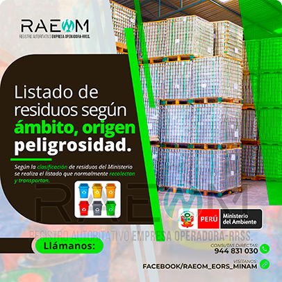 RAEOMINAM.COM RAEOMINAM RAEOM Registro Autoritativo de Empresas Operadoras MINAM, para transporte de Residuos Sólidos. Para la identificación de un residuos sólido priorizado se podrá tener en cuenta, los siguientes criterios:
                                        a) Identificación del origen y cadena de valor del residuo sólido del bien. 
                                        b) Volumen de generación de residuos sólidos asociado al bien. 
                                        c) Peligrosidad de los residuos sólidos del bien. 
                                        d) Posibilidad de valorización de los residuos sólidos del bien. 
                                        e) Alternativas de tecnologías disponibles para su valorización material o energética.