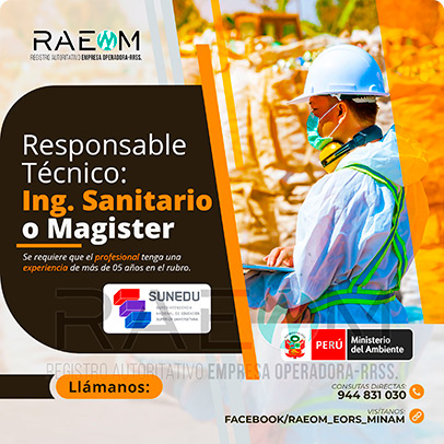 RAEOMINAM.COM RAEOMINAM RAEOM Registro Autoritativo de Empresas Operadoras MINAM, para transporte de Residuos Sólidos. Documentos que acrediten la especialización y la experiencia en la gestión y manejo de residuos sólidos.
                                        Además, presentar una carta de compromiso debidamente firmada por el/la profesional que se hará cargo de la dirección técnica de la EO-RS; adjuntando para ello, en caso corresponda, copia de los documentos establecidos en la normatividad y reglamento vigente.
                                        Asimismo, se debe indicar la autenticidad de los documentos presentados en copia simple, lo cual tendrá carácter de declaración jurada, de conformidad con lo establecido en el artículo 47 del Texto Único Ordenado de la Ley N° 27444, Ley del Procedimiento Administrativo General.