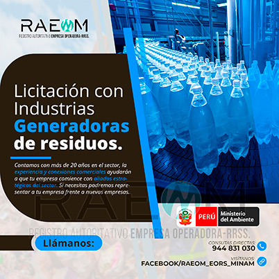 RAEOMINAM.COM RAEOMINAM RAEOM Registro Autoritativo de Empresas Operadoras MINAM, para transporte de Residuos Sólidos. Los generadores de residuos no municipales deben incluir en su Plan de Minimización y Manejo de Residuos Sólidos, estrategias preventivas orientadas a alcanzar la minimización en la fuente. Dicho Plan forma parte del IGA.
                                                    Obligaciones del generador no municipal.
                                                    Son obligaciones de los generadores de residuos sólidos no municipales: 
                                                    a) Manejar los residuos sólidos que generen, teniendo en cuenta lo establecido en el artículo 55 del Decreto Legislativo nº 1278; 
                                                    b) Conducir el registro interno sobre la generación y manejo de los residuos sólidos, en sus instalaciones, con la finalidad de disponer de la información necesaria sobre la generación, minimización y manejo de los residuos sólidos; 
                                                    c) Contratar a una EO-RS para el manejo los residuos sólidos fuera de las instalaciones industriales o productivas, áreas de la concesión o lote del titular del proyecto;
                                                    d) Brindar las facilidades necesarias a las autoridades competentes para el adecuado cumplimiento de sus funciones;
                                                    e) Establecer estrategias y desarrollar acciones orientadas a la prevención y/o minimización y/o valorización de residuos sólidos, como primera opción de gestión;
                                                    f) Adoptar medidas para la restauración y/o rehabilitación y/o reparación y/o compensación ambiental por el inadecuado manejo de residuos sólidos no municipales de su actividad;
                                                    g) En caso se encuentren ubicados en zonas en las cuales no exista infraestructura de residuos sólidos autorizada y/o EO-RS, deben establecer e implementar alternativas de gestión que garanticen la adecuada valorización y/o disposición final de los residuos sólidos;
                                                    h) En caso los generadores de residuos sólidos de gestión no municipal realicen el aprovechamiento de material de descarte y/o coprocesamiento, deben regirse por lo establecido en los artículos sobre la materia.
                                                    Aquellos generadores de residuos sólidos no municipales que se encuentran obligados a contar con un IGA, adicionalmente deben presentar la Declaración Anual sobre Minimización y Gestión de Residuos Sólidos no Municipales -también denominada Declaración Anual de Manejo de Residuos Sólidos y los Manifiestos de Manejo de Residuos Peligrosos en formato digital, a través del SIGERSOL.
                                                    Las autoridades sectoriales, definen y aprueban el alcance, condiciones y lineamientos para la presentación de ambos documentos a través del SIGERSOL, en aquellos casos de los generadores de residuos sólidos no municipales que no se encuentran obligados a contar con un IGA.
                                                    La presentación de la Declaración Anual sobre Minimización y Gestión de Residuos Sólidos no Municipales -también denominada Declaración Anual de Manejo de Residuos Sólidos- y de los Manifiestos de Manejo de Residuos, es una obligación exclusiva del titular del proyecto o de actividades, y estos pueden ser elaborados con información generada por el propio titular de la actividad, así como por aquella brindada por sus proveedores de servicios, siendo en todos los casos, el generador no municipal el único responsable de su reporte.