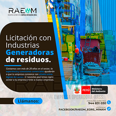 RAEOMINAM.COM RAEOMINAM RAEOM Registro Autoritativo de Empresas Operadoras MINAM, para transporte de Residuos Sólidos. Los generadores de residuos no municipales deben incluir en su Plan de Minimización y Manejo de Residuos Sólidos, estrategias preventivas orientadas a alcanzar la minimización en la fuente. Dicho Plan forma parte del IGA.
                                                    Obligaciones del generador no municipal.
                                                    Son obligaciones de los generadores de residuos sólidos no municipales: 
                                                    a) Manejar los residuos sólidos que generen, teniendo en cuenta lo establecido en el artículo 55 del Decreto Legislativo nº 1278; 
                                                    b) Conducir el registro interno sobre la generación y manejo de los residuos sólidos, en sus instalaciones, con la finalidad de disponer de la información necesaria sobre la generación, minimización y manejo de los residuos sólidos; 
                                                    c) Contratar a una EO-RS para el manejo los residuos sólidos fuera de las instalaciones industriales o productivas, áreas de la concesión o lote del titular del proyecto;
                                                    d) Brindar las facilidades necesarias a las autoridades competentes para el adecuado cumplimiento de sus funciones;
                                                    e) Establecer estrategias y desarrollar acciones orientadas a la prevención y/o minimización y/o valorización de residuos sólidos, como primera opción de gestión;
                                                    f) Adoptar medidas para la restauración y/o rehabilitación y/o reparación y/o compensación ambiental por el inadecuado manejo de residuos sólidos no municipales de su actividad;
                                                    g) En caso se encuentren ubicados en zonas en las cuales no exista infraestructura de residuos sólidos autorizada y/o EO-RS, deben establecer e implementar alternativas de gestión que garanticen la adecuada valorización y/o disposición final de los residuos sólidos;
                                                    h) En caso los generadores de residuos sólidos de gestión no municipal realicen el aprovechamiento de material de descarte y/o coprocesamiento, deben regirse por lo establecido en los artículos sobre la materia.
                                                    Aquellos generadores de residuos sólidos no municipales que se encuentran obligados a contar con un IGA, adicionalmente deben presentar la Declaración Anual sobre Minimización y Gestión de Residuos Sólidos no Municipales -también denominada Declaración Anual de Manejo de Residuos Sólidos y los Manifiestos de Manejo de Residuos Peligrosos en formato digital, a través del SIGERSOL.
                                                    Las autoridades sectoriales, definen y aprueban el alcance, condiciones y lineamientos para la presentación de ambos documentos a través del SIGERSOL, en aquellos casos de los generadores de residuos sólidos no municipales que no se encuentran obligados a contar con un IGA.
                                                    La presentación de la Declaración Anual sobre Minimización y Gestión de Residuos Sólidos no Municipales -también denominada Declaración Anual de Manejo de Residuos Sólidos- y de los Manifiestos de Manejo de Residuos, es una obligación exclusiva del titular del proyecto o de actividades, y estos pueden ser elaborados con información generada por el propio titular de la actividad, así como por aquella brindada por sus proveedores de servicios, siendo en todos los casos, el generador no municipal el único responsable de su reporte.