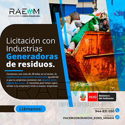 RAEOMINAM.COM RAEOMINAM RAEOM Registro Autoritativo de Empresas Operadoras MINAM, para transporte de Residuos Sólidos. Los generadores de residuos no municipales deben incluir en su Plan de Minimización y Manejo de Residuos Sólidos, estrategias preventivas orientadas a alcanzar la minimización en la fuente. Dicho Plan forma parte del IGA.
                                                    Obligaciones del generador no municipal.
                                                    Son obligaciones de los generadores de residuos sólidos no municipales: 
                                                    a) Manejar los residuos sólidos que generen, teniendo en cuenta lo establecido en el artículo 55 del Decreto Legislativo nº 1278; 
                                                    b) Conducir el registro interno sobre la generación y manejo de los residuos sólidos, en sus instalaciones, con la finalidad de disponer de la información necesaria sobre la generación, minimización y manejo de los residuos sólidos; 
                                                    c) Contratar a una EO-RS para el manejo los residuos sólidos fuera de las instalaciones industriales o productivas, áreas de la concesión o lote del titular del proyecto;
                                                    d) Brindar las facilidades necesarias a las autoridades competentes para el adecuado cumplimiento de sus funciones;
                                                    e) Establecer estrategias y desarrollar acciones orientadas a la prevención y/o minimización y/o valorización de residuos sólidos, como primera opción de gestión;
                                                    f) Adoptar medidas para la restauración y/o rehabilitación y/o reparación y/o compensación ambiental por el inadecuado manejo de residuos sólidos no municipales de su actividad;
                                                    g) En caso se encuentren ubicados en zonas en las cuales no exista infraestructura de residuos sólidos autorizada y/o EO-RS, deben establecer e implementar alternativas de gestión que garanticen la adecuada valorización y/o disposición final de los residuos sólidos;
                                                    h) En caso los generadores de residuos sólidos de gestión no municipal realicen el aprovechamiento de material de descarte y/o coprocesamiento, deben regirse por lo establecido en los artículos sobre la materia.
                                                    Aquellos generadores de residuos sólidos no municipales que se encuentran obligados a contar con un IGA, adicionalmente deben presentar la Declaración Anual sobre Minimización y Gestión de Residuos Sólidos no Municipales -también denominada Declaración Anual de Manejo de Residuos Sólidos y los Manifiestos de Manejo de Residuos Peligrosos en formato digital, a través del SIGERSOL.
                                                    Las autoridades sectoriales, definen y aprueban el alcance, condiciones y lineamientos para la presentación de ambos documentos a través del SIGERSOL, en aquellos casos de los generadores de residuos sólidos no municipales que no se encuentran obligados a contar con un IGA.
                                                    La presentación de la Declaración Anual sobre Minimización y Gestión de Residuos Sólidos no Municipales -también denominada Declaración Anual de Manejo de Residuos Sólidos- y de los Manifiestos de Manejo de Residuos, es una obligación exclusiva del titular del proyecto o de actividades, y estos pueden ser elaborados con información generada por el propio titular de la actividad, así como por aquella brindada por sus proveedores de servicios, siendo en todos los casos, el generador no municipal el único responsable de su reporte.