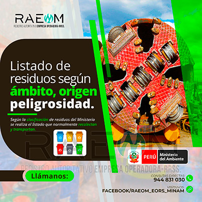 RAEOMINAM.COM RAEOMINAM RAEOM Registro Autoritativo de Empresas Operadoras MINAM, para transporte de Residuos Sólidos. Para la identificación de un residuos sólido priorizado se podrá tener en cuenta, los siguientes criterios:
                                                    a) Identificación del origen y cadena de valor del residuo sólido del bien. 
                                                    b) Volumen de generación de residuos sólidos asociado al bien. 
                                                    c) Peligrosidad de los residuos sólidos del bien. 
                                                    d) Posibilidad de valorización de los residuos sólidos del bien. 
                                                    e) Alternativas de tecnologías disponibles para su valorización material o energética.