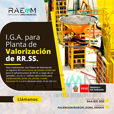 RAEOMINAM.COM RAEOMINAM RAEOM Registro Autoritativo de Empresas Operadoras MINAM, para transporte de Residuos Sólidos. Las plantas de valorización son infraestructuras donde se realizan las siguientes operaciones:
                                                    a) Actividades de acondicionamiento señaladas en la normatividad;
                                                    b) Biodegradación de la fracción orgánica de los residuos con fines de producción de energía o mejorador de suelo;
                                                    c) Uso de residuos orgánicos para el desarrollo de compostaje;
                                                    d) Recuperación de aceites usados;
                                                    e) Desmantelamiento/desensamblaje de residuos de aparatos eléctricos y electrónicos;
                                                    f) Otras alternativas de valorización.